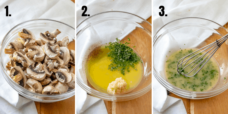 in process photos of grilled mushroom recipe